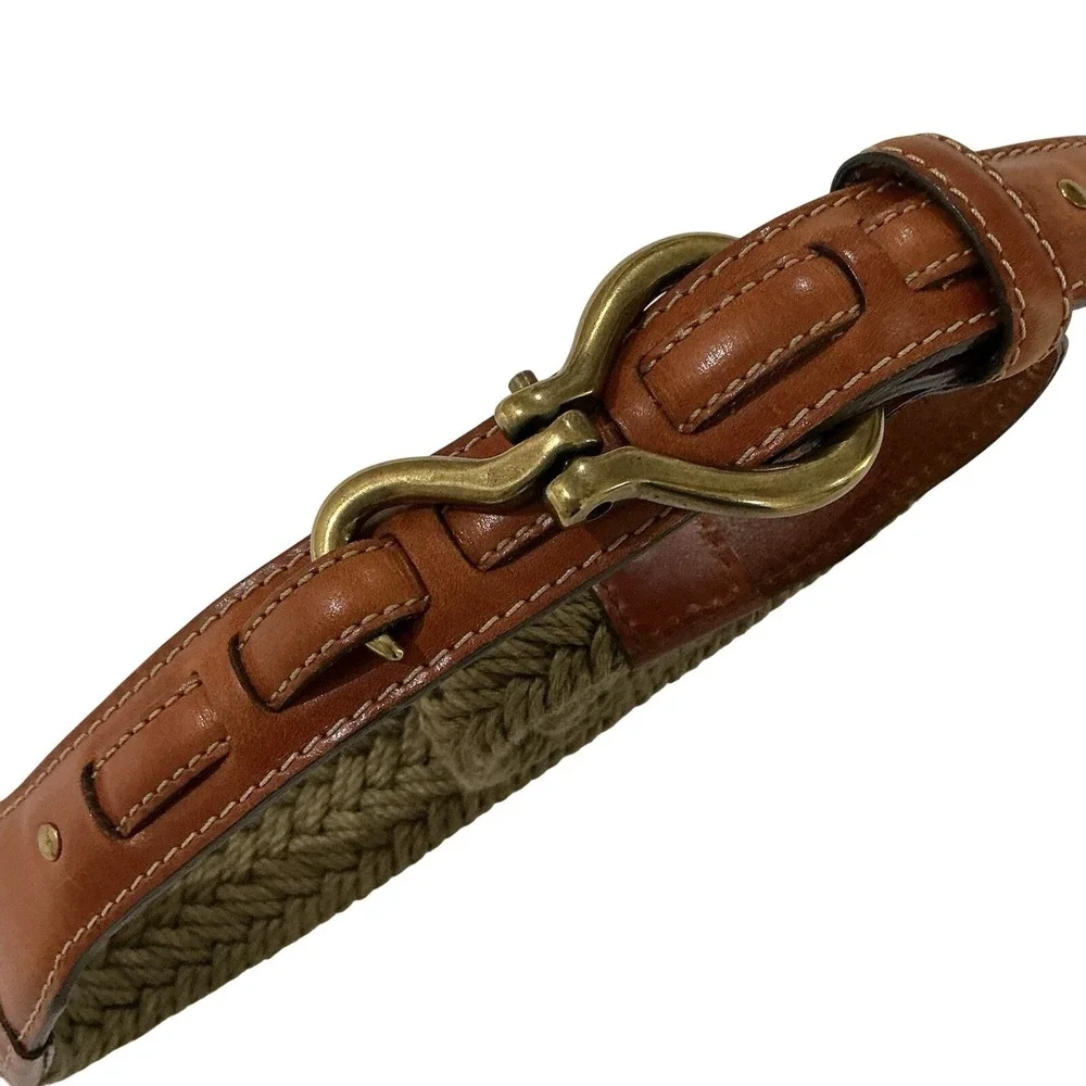 J.L. Powell Belt Braided Mens 40 Leather Brass Preppy Equestrian Western USA 90s